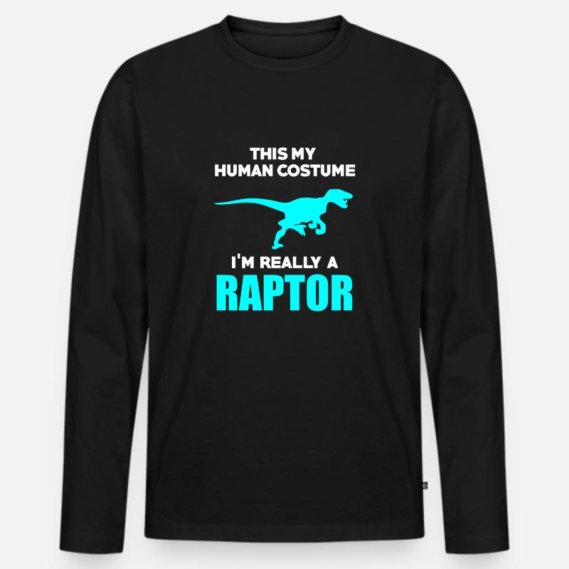 Dinosaurier - Männer Premium Bio Langarmshirt - Schwarz