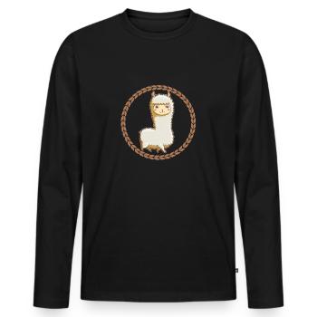 Alpaga avec beaucoup de laine dans un cercle - T-shirt manches longues Premium bio Homme - noir - Devant - Nico (187cm)