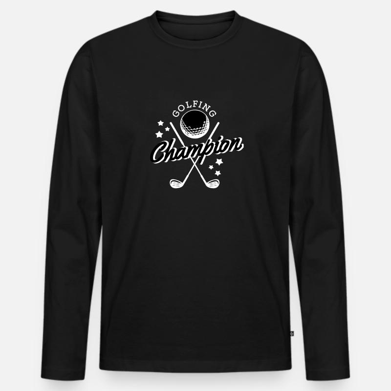 Golf Golfer - Männer Premium Bio Langarmshirt - Schwarz