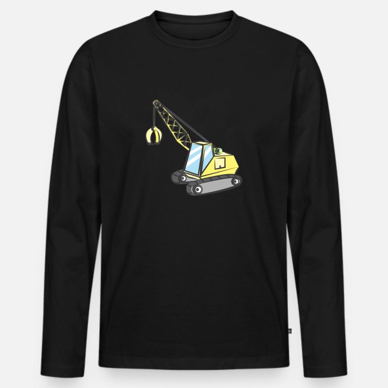 Kran mit Greifzange - Männer Premium Bio Langarmshirt - Schwarz