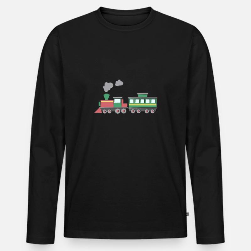 Zug mit Wagons - Männer Premium Bio Langarmshirt - Schwarz