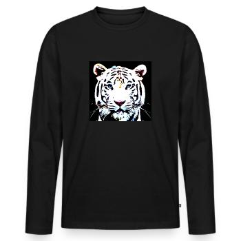 Weißer Tiger - Männer Premium Bio Langarmshirt - Schwarz - Vorne - Nico (187cm)