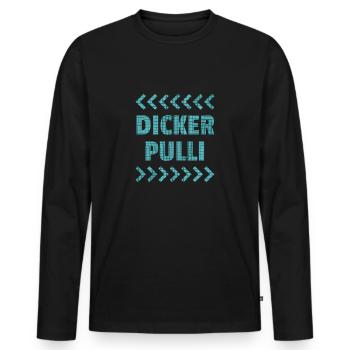 DICKER PULLI - Männer Premium Bio Langarmshirt - Schwarz - Vorne - Nico (187cm)