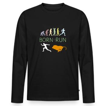 Né pour courir EVOLUTION - T-shirt manches longues Premium bio Homme - noir - Devant - Nico (187cm)