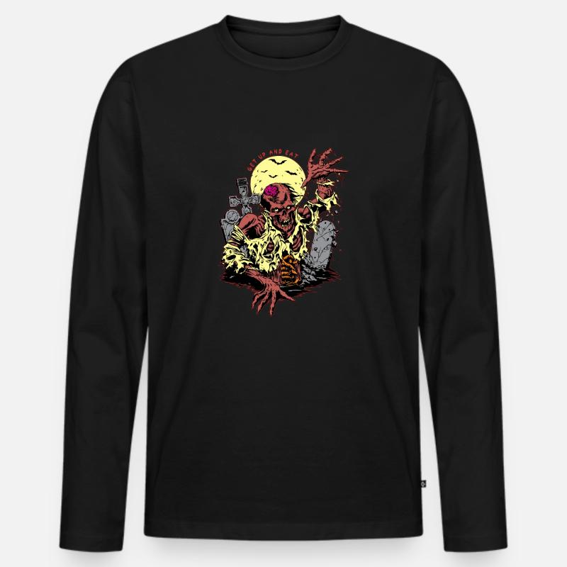 Zombie auf Friedhof - Männer Premium Bio Langarmshirt - Schwarz