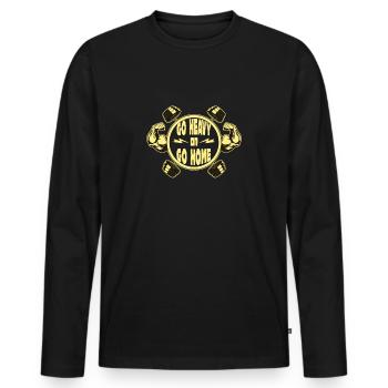 Go heavy or go Home - Men's Premium Organic Long Sleeve Shirt - black - Front - Nico (187cm)