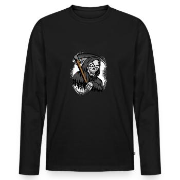 Faux homme avec tête de mort - T-shirt manches longues Premium bio Homme - noir - Devant - Nico (187cm)