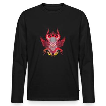 Bikers with flames and wings - Men's Premium Organic Long Sleeve Shirt - black - Front - Nico (187cm)