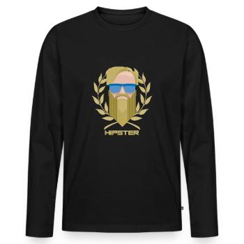 Hipster mit Brille und Bart - Männer Premium Bio Langarmshirt - Schwarz - Vorne - Nico (187cm)