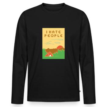 Ich hasse Menschen - Männer Premium Bio Langarmshirt - Schwarz - Vorne - Nico (187cm)