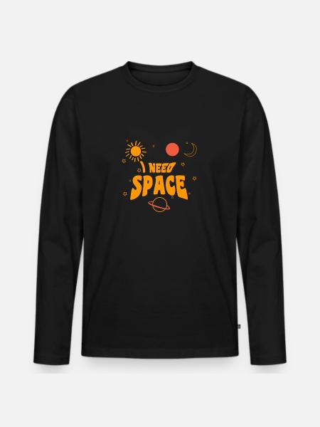I NEED SPACE - Men's Premium Organic Long Sleeve Shirt - black