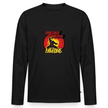 Ich bin die Waffe - Männer Premium Bio Langarmshirt - Schwarz - Vorne - Nico (187cm)