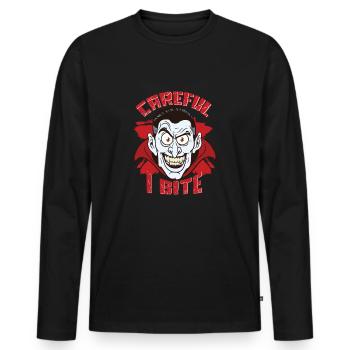 Ich beisse Vampir - Männer Premium Bio Langarmshirt - Schwarz - Vorne - Nico (187cm)