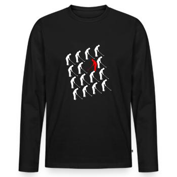 Golf Geschenk Golfschwung Golfplatz sei anders - Männer Premium Bio Langarmshirt - Schwarz - Vorne - Nico (187cm)