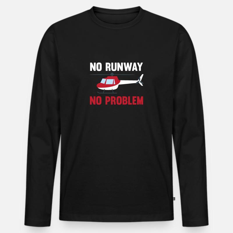 Pilot Hubschrauber Helikopter Geschenk Piloten - Männer Premium Bio Langarmshirt - Schwarz