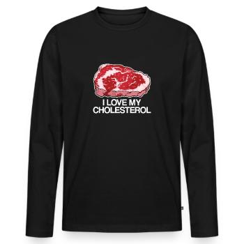 Cholesterol Fleischfresser Ketogene Diät Geschenk - Männer Premium Bio Langarmshirt - Schwarz - Vorne - Nico (187cm)