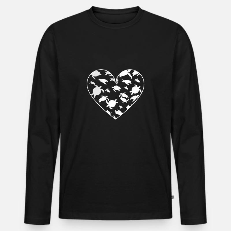 Turtles Heart - Männer Premium Bio Langarmshirt - Schwarz