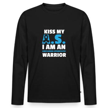 KISS MY ASS ANKYLOSING SPONDYLITIS - Männer Premium Bio Langarmshirt - Schwarz - Vorne - Nico (187cm)