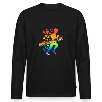 Marathon Gift Running Race - Men's Premium Organic Long Sleeve Shirt - black - Front - Nico (187cm)