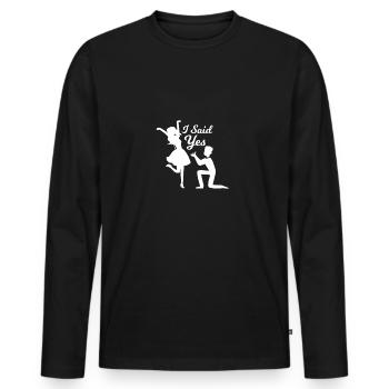 Verlobung Verlobt Hochzeit Antrag Ring - Männer Premium Bio Langarmshirt - Schwarz - Vorne - Nico (187cm)