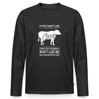 Cow Muh Cows Dairy Cow Beef Calf Cow - Men's Premium Organic Long Sleeve Shirt - heather anthracite - Front - Nico (187cm)