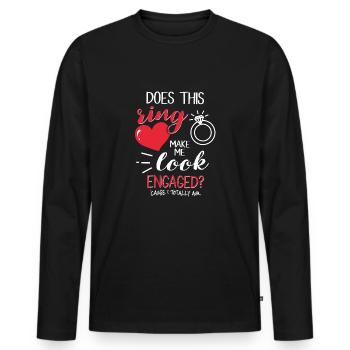 Verlobung Verlobt Hochzeit Antrag Ring - Männer Premium Bio Langarmshirt - Schwarz - Vorne - Nico (187cm)