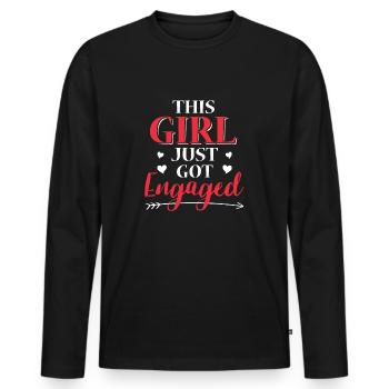 Engagement Engaged Wedding Request Ring - Men's Premium Organic Long Sleeve Shirt - black - Front - Nico (187cm)