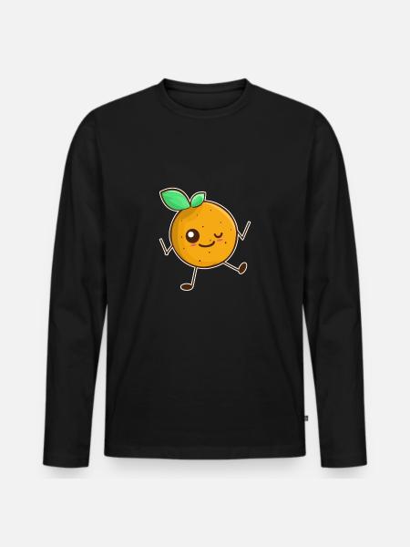 Orange Cartoon Comic Chibi Manga Anime Gift - Men's Premium Organic Long Sleeve Shirt - black