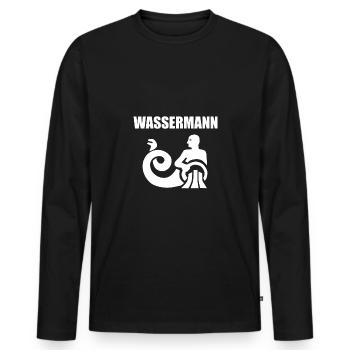 Sternzeichen Wassermann - Männer Premium Bio Langarmshirt - Schwarz - Vorne - Nico (187cm)