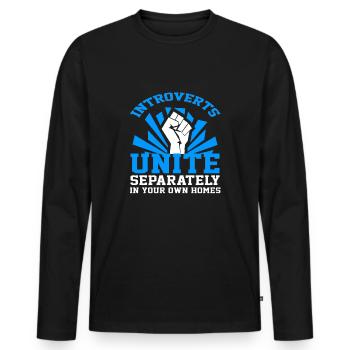introverts - introvertiert - Shirt - Männer Premium Bio Langarmshirt - Schwarz - Vorne - Nico (187cm)