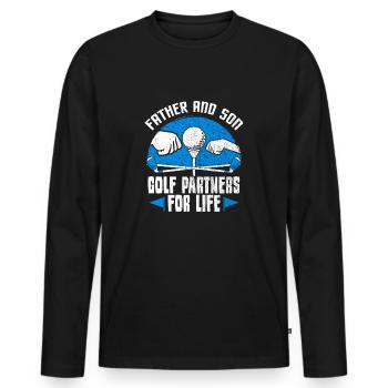 Golfen Golfer Vater Sohn Golf Geschenk - Männer Premium Bio Langarmshirt - Schwarz - Vorne - Nico (187cm)
