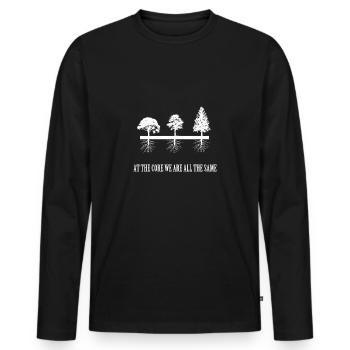Contre le racisme| Design - T-shirt manches longues Premium bio Homme - noir - Devant - Nico (187cm)