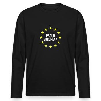 Proud European | Brexit, British Exit, EU exit - Men's Premium Organic Long Sleeve Shirt - black - Front - Nico (187cm)