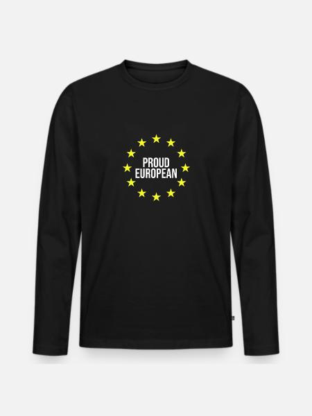 Proud European | Brexit, British Exit, EU exit - Men's Premium Organic Long Sleeve Shirt - black