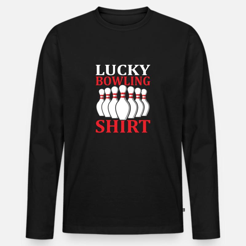 Glückliches Bowling - Männer Premium Bio Langarmshirt - Schwarz