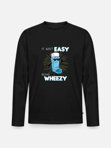 Astma Inhalator Korte adem Sport grappige kortademigheid - Mannen Premium Bio shirt met lange mouwen - zwart