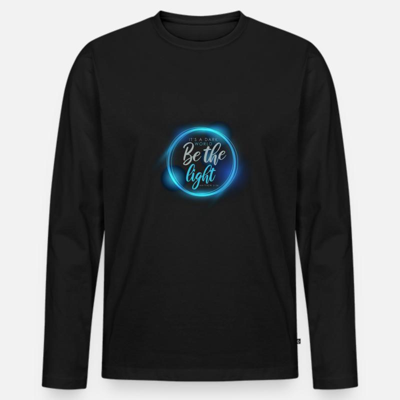 Licht Dunkel Gott Christlich Geschenk - Männer Premium Bio Langarmshirt - Schwarz