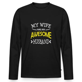 Funny MY Wife - Wife - Shirt - Men's Premium Organic Long Sleeve Shirt - black - Front - Nico (187cm)