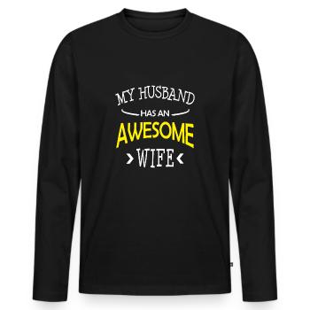Funny MY HUSBAND Husband shirt - Men's Premium Organic Long Sleeve Shirt - black - Front - Nico (187cm)