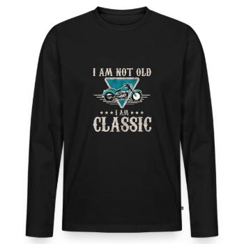I am not old motorcycle - Men's Premium Organic Long Sleeve Shirt - black - Front - Nico (187cm)