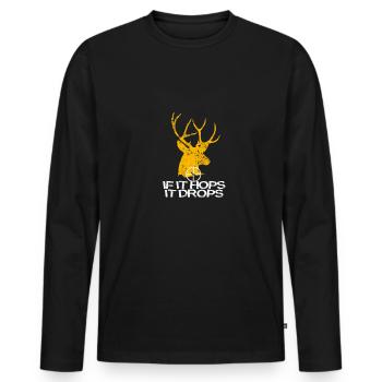 Chasse chasseur chasse papa forêt de fusil - T-shirt manches longues Premium bio Homme - noir - Devant - Nico (187cm)