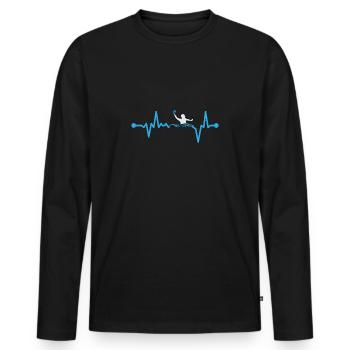 Battement de coeur water-polo pour les joueurs de water-polo - T-shirt manches longues Premium bio Homme - noir - Devant - Nico (187cm)