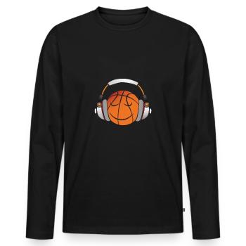 Musique BBall - T-shirt manches longues Premium bio Homme - noir - Devant - Nico (187cm)