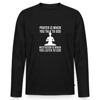 Meditation meditating yoga breathing breathing meditation - Men's Premium Organic Long Sleeve Shirt - black - Front - Nico (187cm)