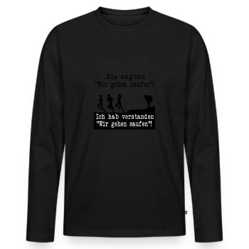 Drôle de Tshirt pour courir - T-shirt manches longues Premium bio Homme - noir - Devant - Nico (187cm)