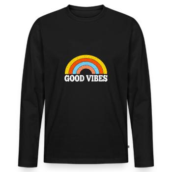 retro good vibes - Men's Premium Organic Long Sleeve Shirt - black - Front - Nico (187cm)