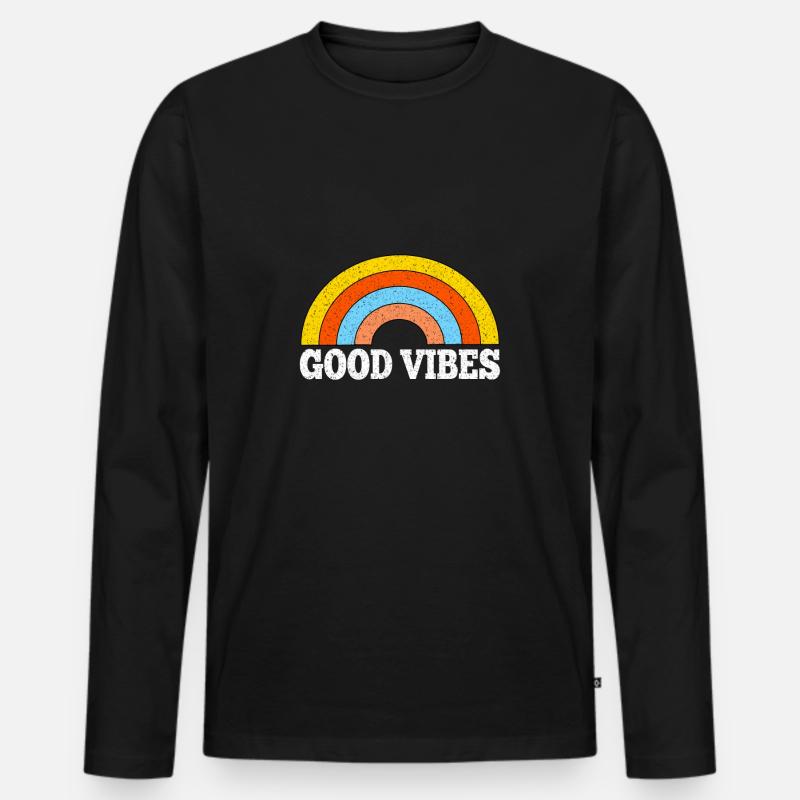 retro good vibes - Männer Premium Bio Langarmshirt - Schwarz