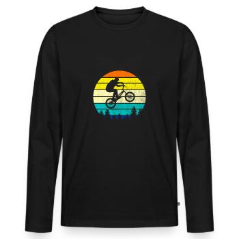 retro Mountainbike für Mountainbiker - Männer Premium Bio Langarmshirt - Schwarz - Vorne - Nico (187cm)