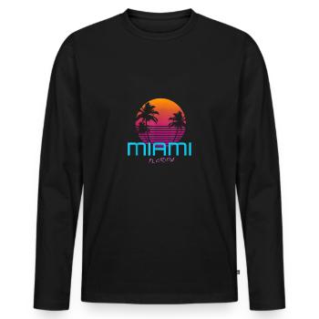 Style rétro de Miami en Floride - T-shirt manches longues Premium bio Homme - noir - Devant - Nico (187cm)