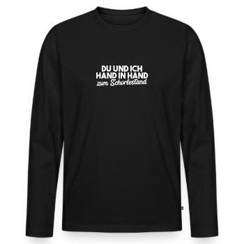 Hand in Hand zum Schorlestand | Pfälzisch, Pfalz - Männer Premium Bio Langarmshirt - Schwarz - Vorne - Nico (187cm)